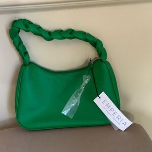 Emperia Vibrant Green Braided Shoulder Bag